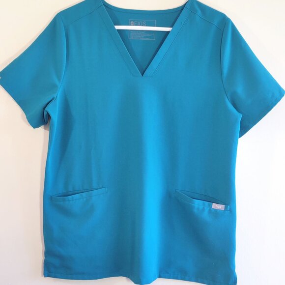 FIGS Scrubs Casma Top 3-Pocket Teal  Excellent Condition  Women's Size Large - Picture 1 of 4